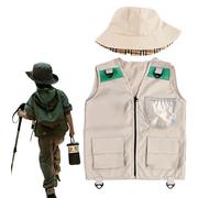 Genérico Kids Explorer Vest, Adventure Outfit, Washable Vest with Removable Hat, Outdoor Accessory with Durable Fabric, Lightweight Exploration Tool, Adventure Gear for Tour Party Zoo Camping Hike