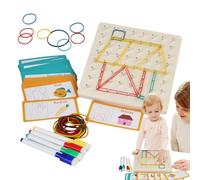 Genérico Kids Geoboard Puzzle - Wooden Shape Learning Board with Elastic Bands and Pattern Cards | Early Educational Stem Toy For Preschool Classroom, Home Learning, Travel and Party Play