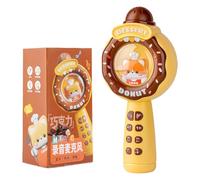 Genérico Kids Microphone, Music Sing Toys, Cute Handheld Karaoke Mic, Recording and Musical Light Show Feature, 10x7.4x22cm Ideal for 3 to 12 Year Old Kids, Brown, Pink and Green