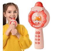 Genérico Kids Microphone, Music Sing Toys, Cute Handheld Karaoke Mic, Recording and Musical Light Show Feature, 10x7.4x22cm Ideal for 3 to 12 Year Old Kids, Brown, Pink and Green