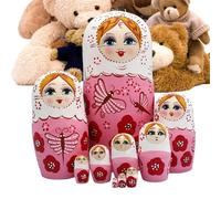 Genérico Kids Russian Dolls - 10 piezas a mano pintadas madera Stacking Figurines, Traditional Nesting Toy, Decorative Tourist Craft | Educational Stacking Game, for Home Classroom Party
