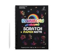 Genérico Kids Scratch Books, Educational Drawing Notebook Set, 10.43x7.48 Inches Fun Activity with Wooden Pointer Pen, Creative Scratch Arts Pad for Travel, School, Study Room