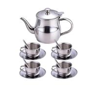 Genérico Kids Tea Set | 330ml Stainless Steel Teapot with Filter and 4x70ml Cups | Lightweight Role-Play Kitchen Toy For Birthday Party, Preschool, Classroom, Home Playroom Fun