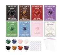 Genérico Kids Valentine Cards - Natural Crystal Stone And Paper Card, 11 × 9 Cm, Crystal Heart, Sparkling Gem Design | 28 Pieces, Classroom Party Favors, Birthday For School Exchange, Boys, Girls