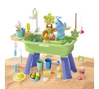 Genérico Kids Water Play Table 4 In 1 - Outdoor Sensory Activity Set with Pump Sink Running System, Fishing Game Toy for Boys Girls Ages 3-8 | Summer Backyard Pool Learning Fun Playset | Water Table
