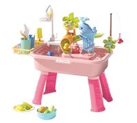Genérico Kids Water Table, Toy Sink, Electric Faucet Slide Fishing Game Floating Interactive Play, Water Play for Travel Park Birthday Beach Girls Boys,21.26x11.42x20.87 Inches, Pink