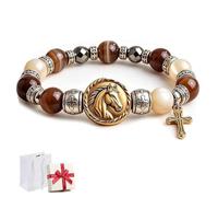Genérico King of Glory Horse Faith Bracelet,Christian Bracelet with Horse Pendant Cross Charm, Adjustable Christian Scripture Bangle, Christians Spiritual Gift for Festival Party Daily Wear Accessory