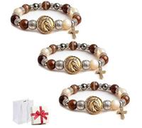 Genérico King of Glory Horse Faith Bracelet,Christian Bracelet with Horse Pendant Cross Charm, Adjustable Christian Scripture Bangle, Christians Spiritual Gift for Festival Party Daily Wear Accessory