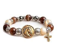 Genérico King of Glory Horse Faith Bracelet, Christian Stretch Scripture Bracelet with Cross Charm, Spiritual Gift for Christians (1Pcs)