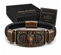 Genérico King of Kings Bracelet for Men, Christian Faith Bracelet Adjustable Religious Wristband, Jesus Christ Is My Strength Inspirational Braided, Faith Gift for Husband Dad Pastor