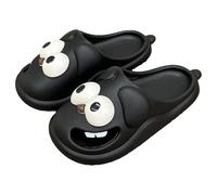 Genérico Kissing Slippers, 3D Funny Cute Non-Slip EVA Thick Sole Tongue Big Eyed Dog Sandals, Unisex Cartoon Comfy Slippers (Black,32 1/3)