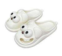 Genérico Kissing Slippers, 3D Funny Cute Non-Slip EVA Thick Sole Tongue Big Eyed Dog Sandals, Unisex Cartoon Comfy Slippers (White,32)