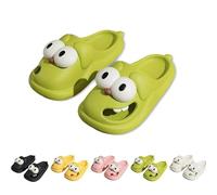 Genérico Kissing Slippers, Cute Cartoon Soft Thick Sole 3D Big Eye Dog Sandals, Soft Cute House Sandals Slides, Eva Slippers (Green,6-6.5Women/7-7.5Men)