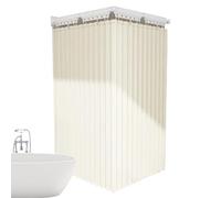 Generico Kit barra cortina ducha plegable - Barra angular retráctil sin taladro | Cortina impermeable 200 x 180 cm 12 anillas, divisor baño invisible, accesorio apartamento hotel