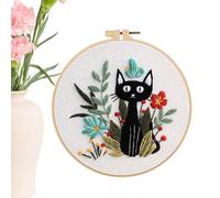 Generico Kit Bordado Para Adultos | Patrón Gato Divertido Kit De Punto De Cruz | Suministros Bordado Manual Para Niñas Mujeres Apasionadas | Arte Curso Casa Viaje Regalo