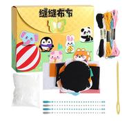 Generico Kit creativo para niñas - Juguete educativo divertido con animales, kit para bordado para principiantes | Para desarrollo de habilidades prácticas costura artesanía casa viaje Navidad