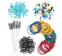Genérico Kit de Accesorios para Máquina de Tatuajes 405 Piezas, Bandas Elásticas y Alfiletero de Silicona Verde para Limpieza de Boquillas y Prevención de Agujas Voladoras