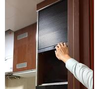 Genérico Kit de Armario de Cocina con persiana Enrollable Negra, Puertas enrollables retráctiles para Uso doméstico y Comercial, instalación en armarios y tocadores con riel y manija, 20x40