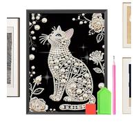 Genérico Kit de arte de perlas | Decoración Hecha a Mano sin Marco de Gato | Kits de Pintura de Perlas DIY - para Mujer, Regalo de Hogar, Madre, Cumpleaños, Pared, Dormitorio, Baño, Cocina, Comedor