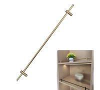Genérico Kit de barandilla metálica Protectora para estantes - Barandilla Decorativa basculante para estantes y armarios de Madera - 3 Colores (Dorado, de 50 a 96 cm de Largo) - Elegante Juego de Bar