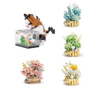Genérico Kit de Bloques de Construcción de Gato y Flores Suculentas | 160-500PCS | Juguete DIY para Niños y Adultos | Modelos Creativos de Animales y Plantas