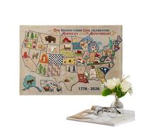 Genérico Kit de Bordado de Mapa - 250 Aniversario Mapa de EE. UU. DIY Bordado,Kit de Punto de Cruz Conmemorativo,para el 4 de julio, decoración del hogar, amantes de manualidades, familia,