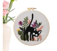 Generico Kit de bordado | Kit bordado gato para adultos con patrón | Juego de punto de cruz para práctica decoración del hogar | proyectos de ropa curso arte apasionados de costura