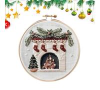 Genérico Kit De Bordado Navideño | Patrón de Calcetín Navideño Kit de Bordado para Principiantes, Artesanal Creativo Para Decoración Del Hogar
