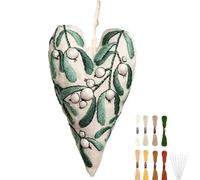 Genérico Kit de Bordado para Principiantes Navideño en Forma de Corazón - Kit de Inicio de Bordado - Set Completo de Manualidades para Viaje Relajación Decoración del Hogar Actividades Grupales