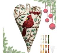 Genérico Kit de Bordado para Principiantes Navideño en Forma de Corazón - Manualidades,Arte Manual Completo Para Viaje Proyecto Decoración De Pared Fiesta Actividad Grupal Adolescentes Mayores