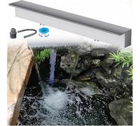 Genérico Kit de Cascada con Tubo Corrugado, aspas de Acero Inoxidable para estanques de jardín al Aire Libre, Cascada con Caja de Acero Inoxidable para Patio Trasero, Salida de Agua empotrada en la p
