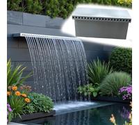 Genérico Kit de Cascada con Tubo Corrugado para Exteriores, Cascada de Acero Inoxidable para Piscinas y estanques de jardín, 100 cm, Fuente Exterior Plateada de una Sola Pieza para una decoración ACU