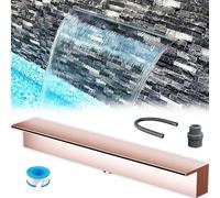 Genérico Kit de Cascada con Tubo Corrugado para Exteriores, Resistente, con Hoja de Acero Inoxidable de 53 Pulgadas, Fuente Ancha para estanques, Patios, Jardines y rocallas, Elemento acuático de Mon