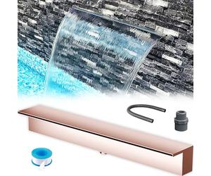 Genérico Kit de Cascada con Tubo Corrugado para Exteriores, Resistente, con Hoja de Acero Inoxidable de 53 Pulgadas, Fuente Ancha para estanques, Patios, Jardines y rocallas, Elemento acuático de Mon