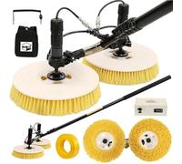 Genérico Kit de Cepillo para Limpiar Paneles solares a batería con Varilla telescópica, Cabezal de Cepillo Giratorio Doble, Manguera de Agua y Cable de alimentación para un Mantenimiento Solar eficie