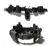 Genérico Kit de Cinturón Táctico de Servicio 10 en 1 Para Fuerzas Del Orden y Guardias de Seguridad - Equipo de Entrenamiento Multiusos MOLLE con Bolsas Tipo Cangurera(Black)