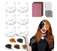 Generico Kit de cobertura facial para gato - Cubre rostro para cosplay con redecillas transpirables en los ojos | Disfraces de mujer para de carnaval, Halloween, Navidad, cumpleaños, familia y