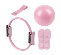Genérico Kit de Equipo esencials de Pilates, Kit de Pilates portátiles en casa para Mujeres, Juego de Entrenamiento Rosa con Bola de Yoga, Banda de Resistencia Larga, Anillo de pilato de tonificación