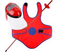 Genérico Kit de esgrima de 3 Piezas, Accesorios de Entrenamiento for Principiantes, Equipo de Entrenamiento Infantil, Chaleco Protector, máscara Protectora(Red)