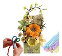 Generico Kit de flores con cepillos | Ramo decorativo con tallos de chenille | Juego de creación de flores con cepillos de colores - para casa, salón, estudio, día de la madre, San