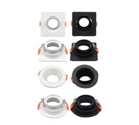 Genérico Kit de foco techo ajustable, 10 Uds., kit luz redonda cuadrada blanca y negra, portalámparas cerámico con base gu10 gu5.3(Round white)