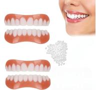 Genérico Kit de Forro de prótesis Suave Dentaduras funcionales Carillas Dentales Profesionales Prótesis Dental Dientes Falsos para Hombres y Mujeres,2pairs