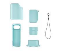 Genérico Kit de Funda Protectora para cámara con Base para Insta 360 Luna Ultra, combinación de Funda Protectora Blanda con Tapa para la Lente y Soporte de Silicona, Cian