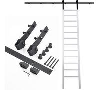 Genérico Kit de herrajes para Escalera corrediza de Biblioteca, riel/riel de 3.3 pies a 19.7 pies (sin Escalera), riel de Escalera corrediza de Acero al Carbono Negro rústico para hogar, in