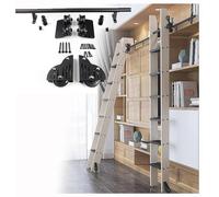 Genérico Kit de herrajes para Escalera de Biblioteca, riel Deslizante Negro con Ruedas para Interior y hogar, Ideal para áticos y bibliotecas (sin Escalera)(Size:600cm(19.7 ft) Track Kit)