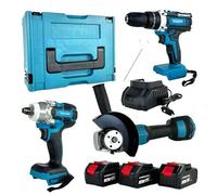 Genérico Kit de Herramientas 3 piezas Amoladora, Taladro, llave de Impacto con 3 Baterías 21V y Maletín Incluido