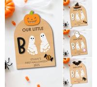 Generico Kit de huella - Kit para niños y huella | Señal artística para de mano Halloween - Impresión artesanal Ornament Memoria para la guardería Ducha Familia Familia Padres Babbino