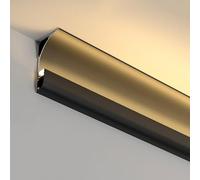 Genérico Kit de iluminación LED para molduras de Techo de 1 m - Aplique para Techo, Suelo, Pared y Esquina, difusor de Barra de luz suspendida Negra, Reflector bañador de Pared para el hogar (14 m/4