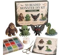 Genérico Kit de manualidades para crear animales con cuentas en 3D, kit de bordado con cuentas fácil de hacer con cuentas de colores e instrucciones, paquete creativo de 4 kits (04#)