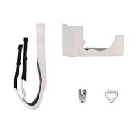 Genérico Kit de Media Funda de Cuero cámara para X-M5, Funda para cámara de Cuero de PU XM5 Funda de Agarre Protectora con Correa para Hombro/muñeca (Blanco + Bandolera)
